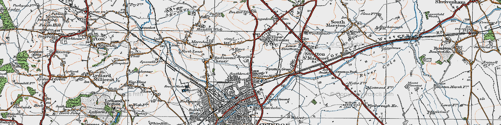 Old map of Gorse Hill in 1919