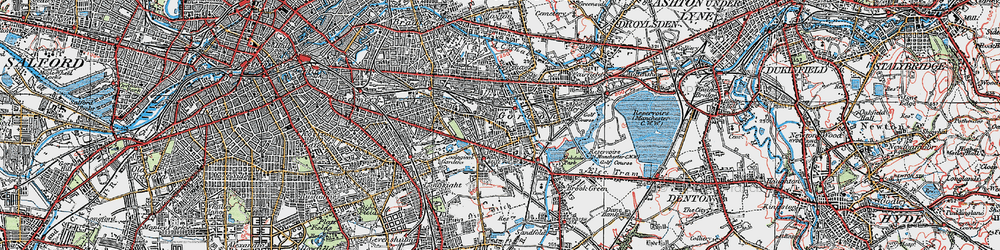 Old map of Gorton in 1924