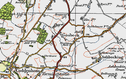 Old map of Gosbeck in 1921