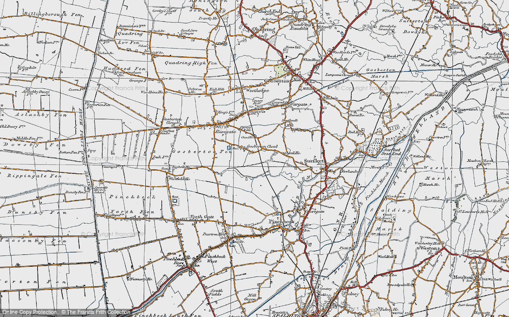 Old Map of Gosberton Cheal, 1922 in 1922