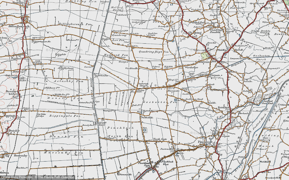 Old Map of Historic Map covering Woodbine Ho in 1922