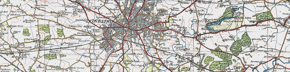 Old map of Gosford Green in 1920