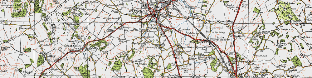 Old map of Gosmore in 1919
