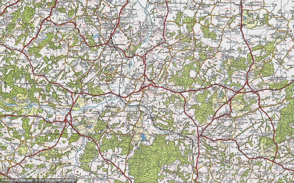 Old Map of Historic Map covering Lidwells Ho in 1921
