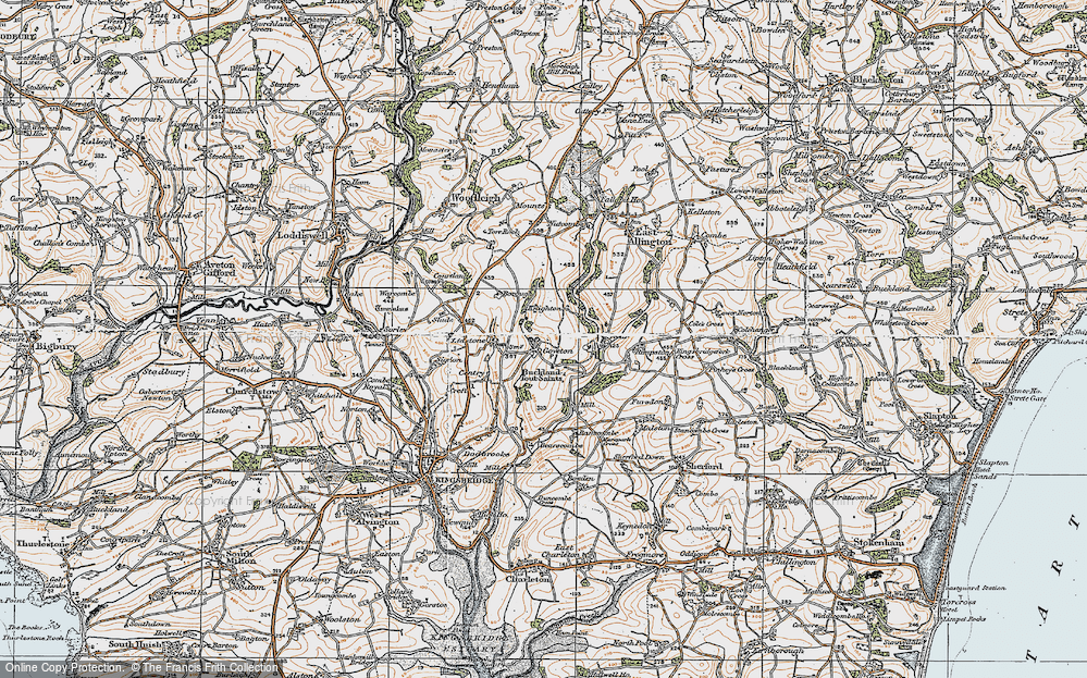 Old Map of Historic Map covering Buckland-Tout-Saints in 1919