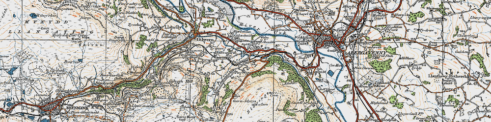 Old map of Govilon in 1919