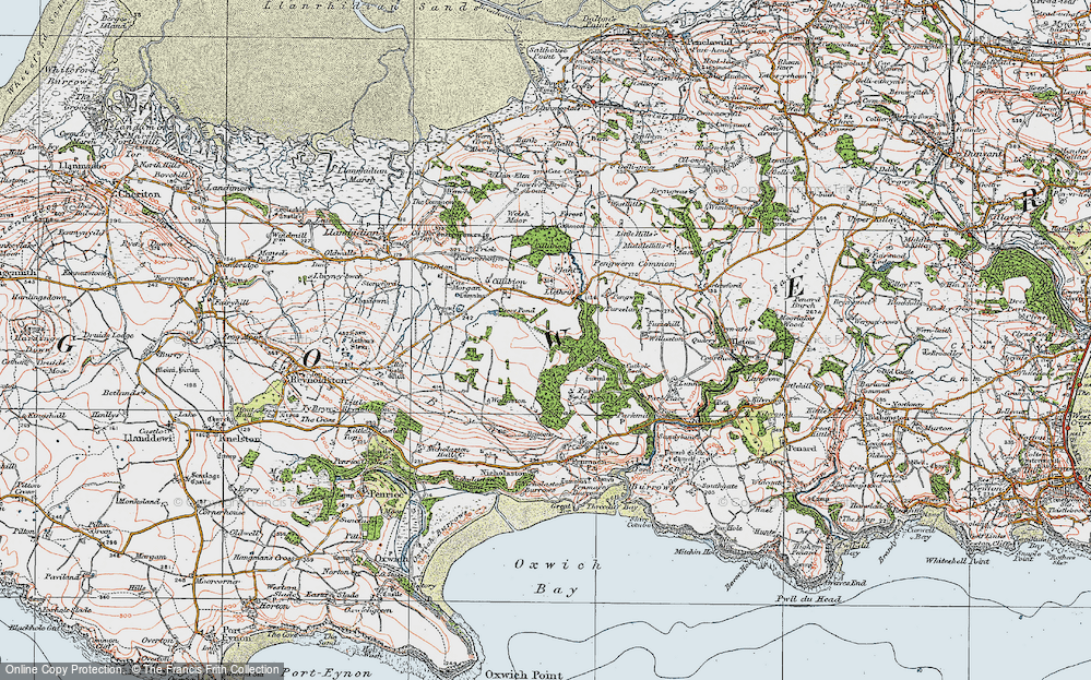 Old Map of Historic Map covering Llethrid Br in 1923