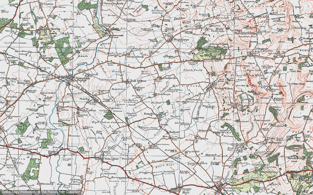 Old Map of Historic Map covering Youlthorpe Pasture Hill in 1924