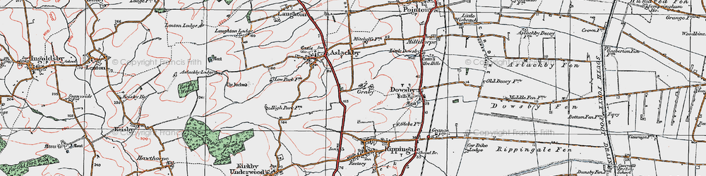 Old map of Graby in 1922