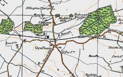 Old map of Grafham in 1919