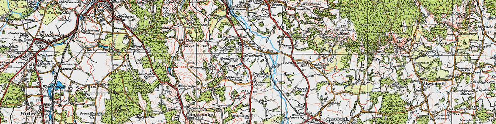 Old map of Grafham in 1920