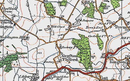 Old map of Grafton Flyford in 1919