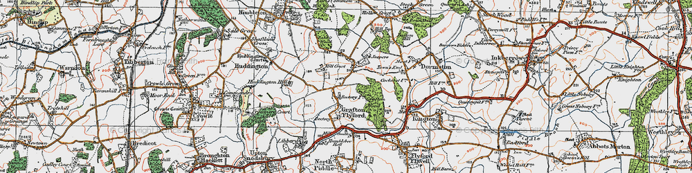Old map of Grafton Flyford in 1919