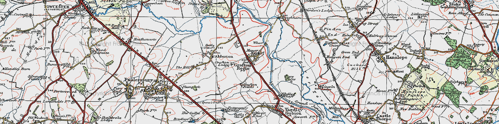 Old map of Grafton Regis in 1919