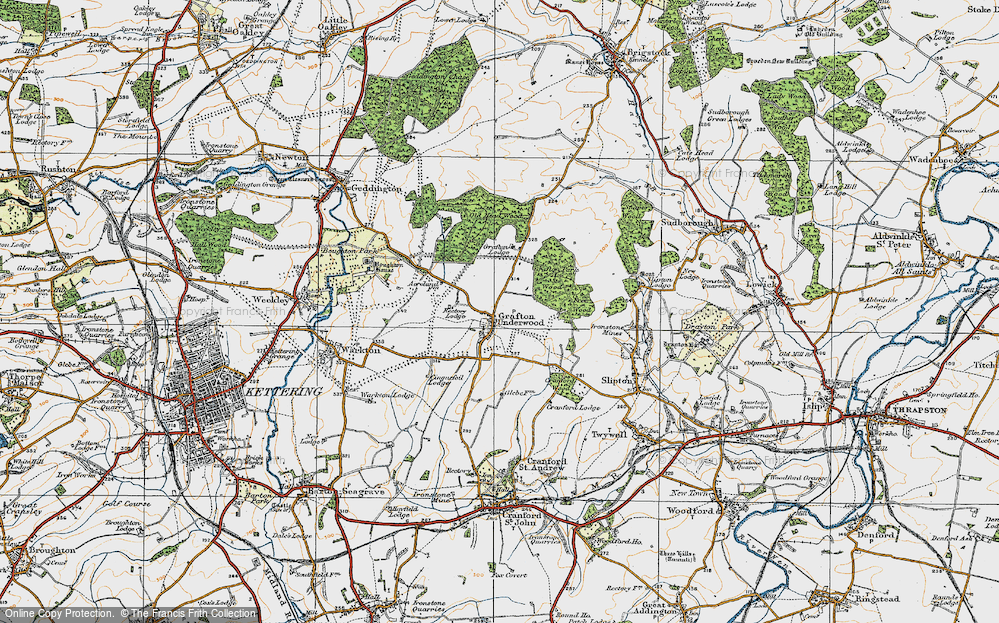 Old Map of Grafton Underwood, 1920 in 1920