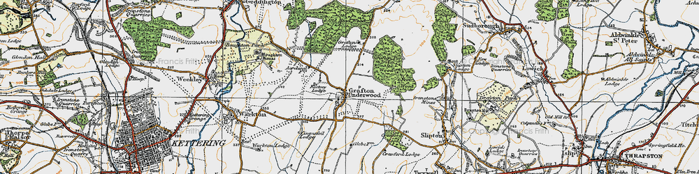 Old map of Grafton Underwood in 1920