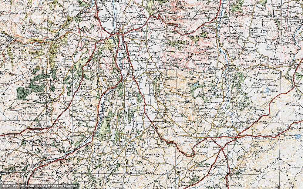 Old Map of Historic Map covering Pentre Côch in 1924