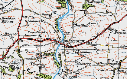 Old map of Grampound in 1919