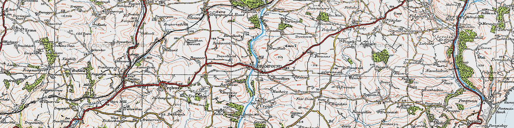 Old map of Grampound in 1919