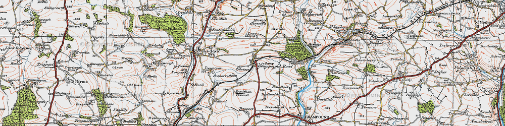 Old map of Grampound Road in 1919
