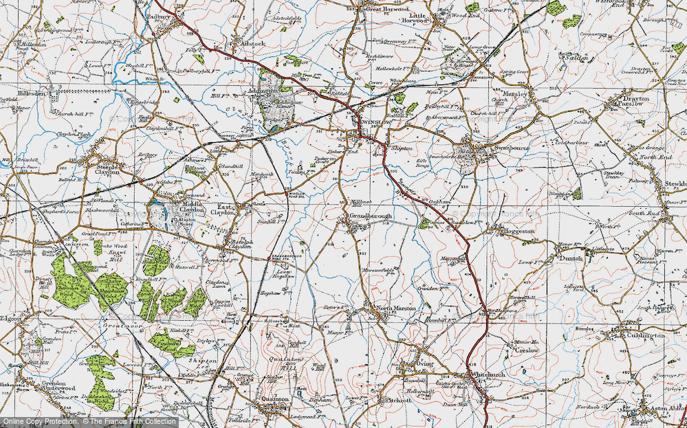 Old Map of Granborough, 1919 in 1919