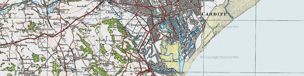 Old map of Grangetown in 1919