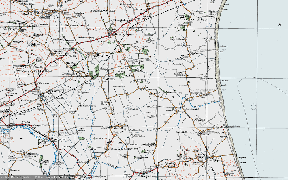 Old Map of Historic Map covering Burtoncarr Ho in 1924