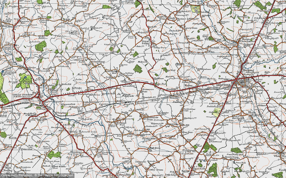 Old Map of Historic Map covering Boxted Wood in 1919