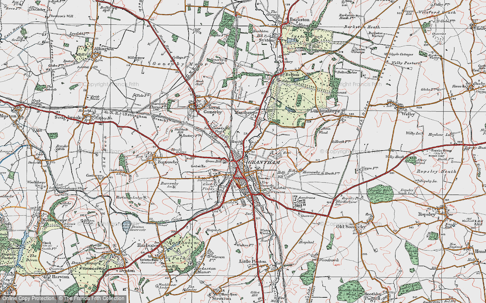 Old Map of Grantham, 1922 in 1922