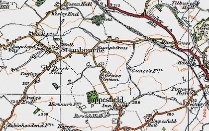 Old map of Grass Green in 1921