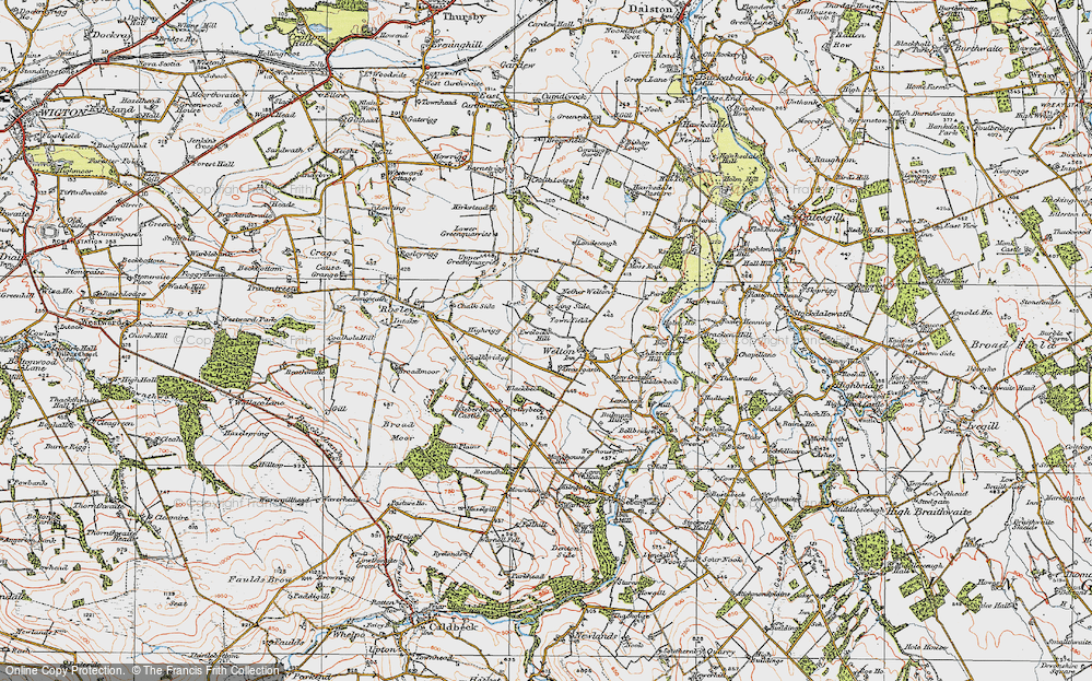Old Map of Historic Map covering Ling Side in 1925