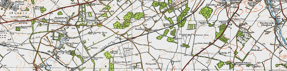 Old map of Grateley in 1919