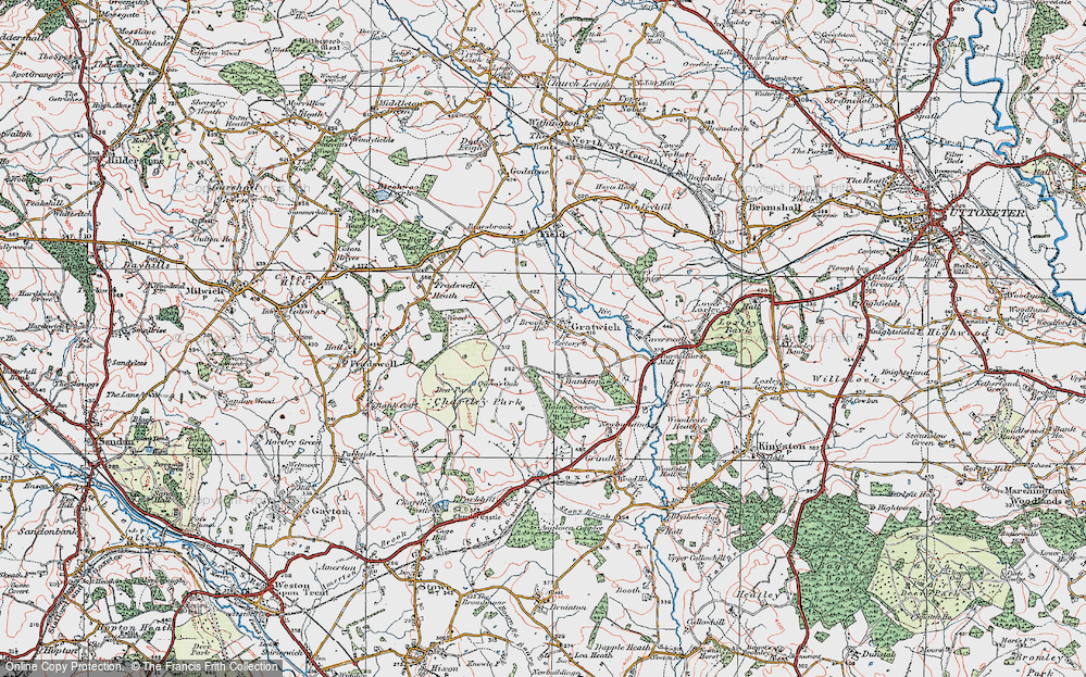 Old Map of Gratwich, 1921 in 1921