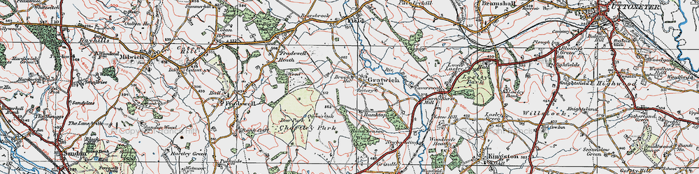 Old map of Gratwich in 1921