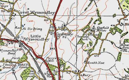 Old map of Graveley in 1919