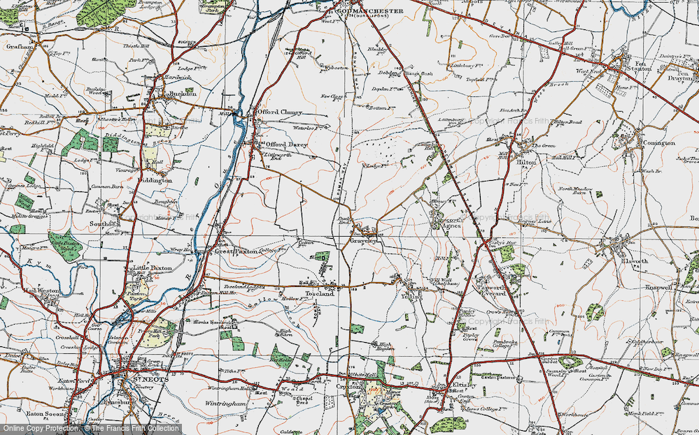 Old Map of Graveley, 1919 in 1919