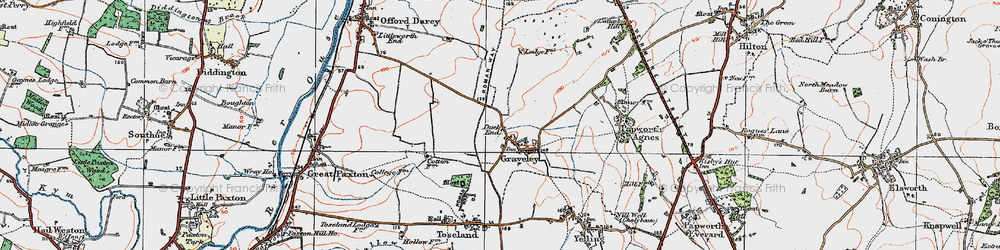Old map of Graveley in 1919