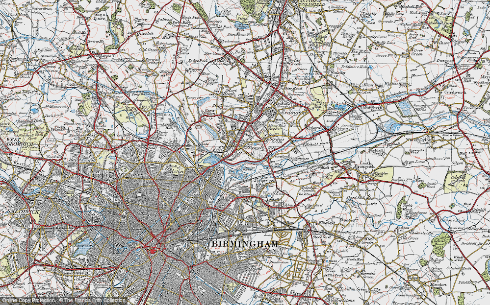 Old Map of Gravelly Hill, 1921 in 1921