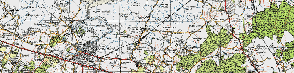 Old map of Graveney in 1921