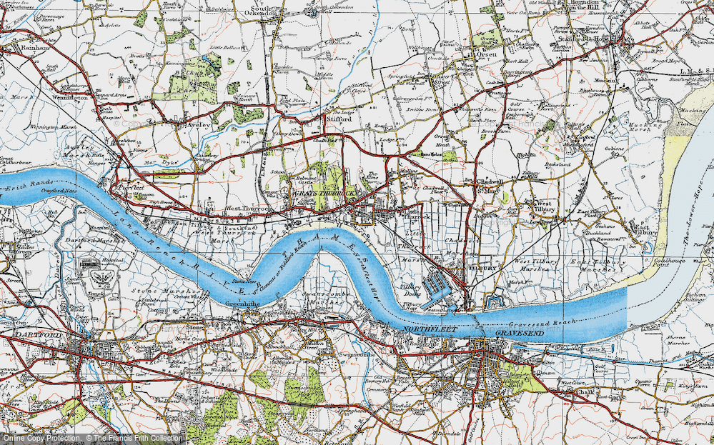Old Map of Historic Map covering Broadness in 1920