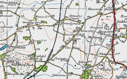 Old map of Grazeley in 1919