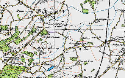 Old map of Grazeley Green in 1919