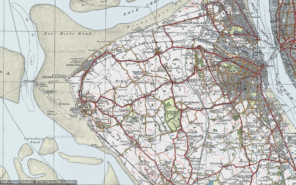 Old Map of Historic Map covering Arrowe Brook in 1923