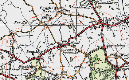 Old map of Greasby in 1923