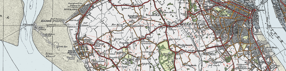 Old map of Greasby in 1923