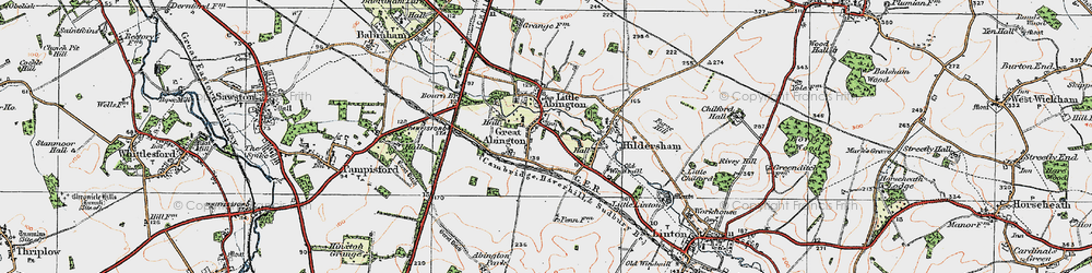 Old map of Great Abington in 1920