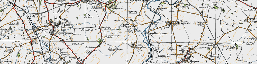Old map of Great Addington in 1920
