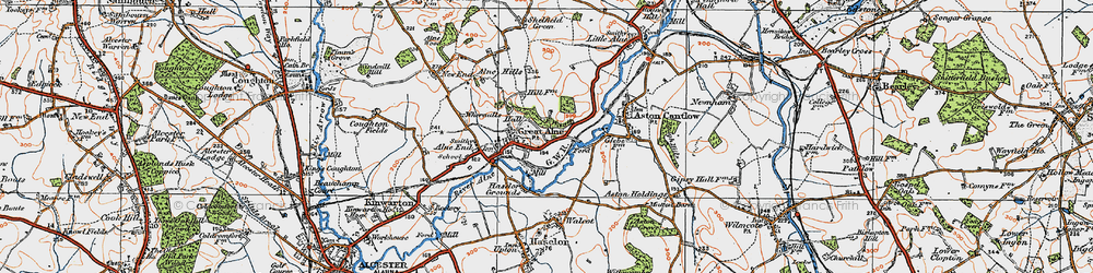 Old map of Great Alne in 1919