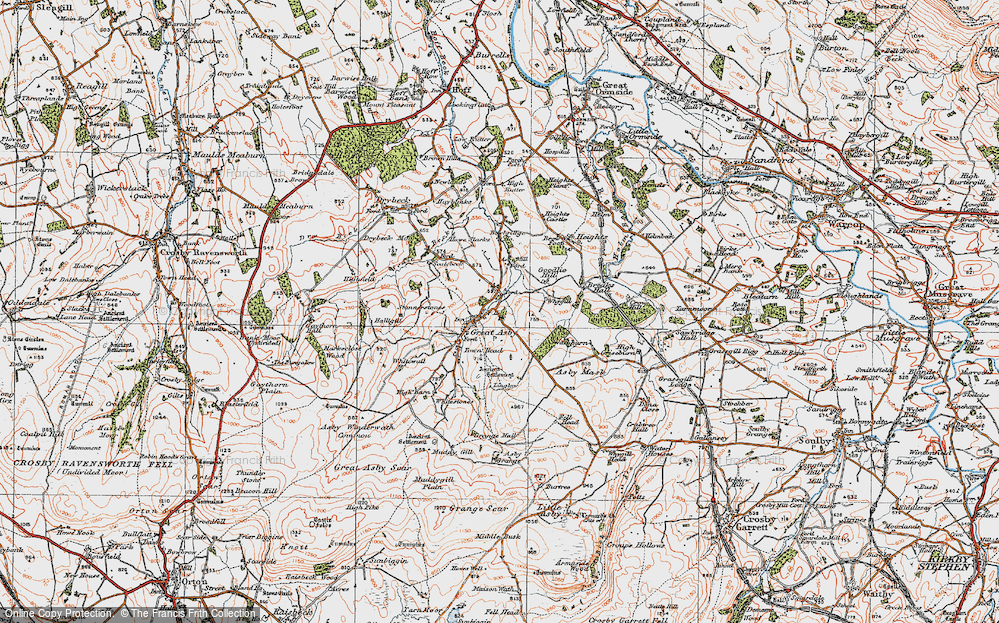 Old Map of Historic Map covering Brow Foot in 1925