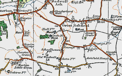 Old map of Great Ashfield in 1920